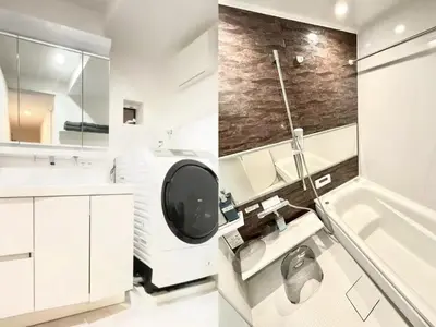a bathroom with a sink and a bath tub at Detached Villa 4LDK Free Parking, 4 min walk to Sengawa Station, Toshima Ward in Tokyo