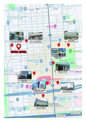 a map of a city with red hearts at My Sumida Home A in Tokyo