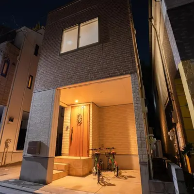 a bike parked in front of a building at Renovation Open! Tokyo Sumida Tachibana Residence, 5minutes on foot from the station in Tokyo