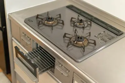 a stove with three burners on top of it at Renovation Open! Tokyo Sumida Tachibana Residence, 5minutes on foot from the station in Tokyo