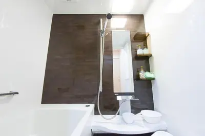 a bathroom with a shower and a toilet and a sink at Sumida-ku - Apartment - Vacation STAY 19991 in Tokyo