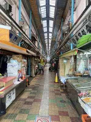 an aisle of a market with people walking through it at Poco Inn in Tokyo