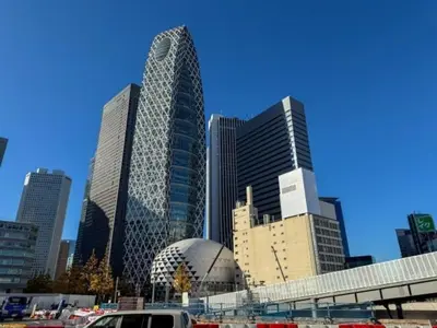 a group of tall buildings in a city at Met\u539f\u753a1\u4e01\u76ee in Tokyo