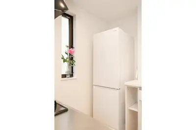 a kitchen with a refrigerator and a window at \u65b0\u5bbf\u72ec\u680b4\u5ba4\u8fd1\u6b4c\u821e\u4f0e\u753a\u72ec\u680b\u522b\u5885 in Tokyo