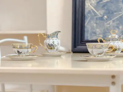 a white table with three tea sets on it at Itabashi City, Nakadai 2LDK-IT0395 in Tokyo