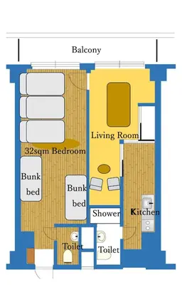 a floor plan of a house at A nostalgic Japanese atmosphere in Shibuya in Tokyo