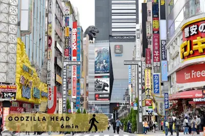 a busy city street with people walking and buildings at ECORO Shinjuku Dai2 Building 2F - Vacation STAY 20114 in Tokyo