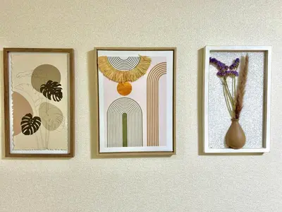 three pictures of flowers and a vase on a wall at TD House 3-min Walk Easy Access Shinjuku, Shibuya, Asakusa, Ueno in Tokyo