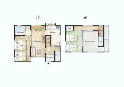 a floor plan of a bedroom apartment at Roseheim 2 kamiochiai in Tokyo