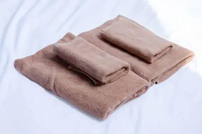 two brown towels sitting on top of a bed at KOKOON Hotel Shibuya 401 in Tokyo