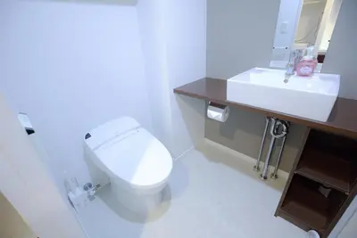 a bathroom with a white toilet and a sink at \u5927\u4e45\u4fdd\u99c5\u5f92\u6b693\u5206 \u591a\u56fd\u7c4d\u30b0\u30eb\u30e1\u5929\u56fd \u65b0\u5bbf\u30b7\u30e7\u30c3\u30d4\u30f3\u30b0\u62e0\u70b9 Bo14 in Tokyo