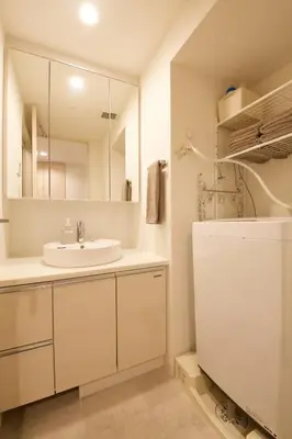 a bathroom with a sink and a mirror at \u9ebb\u5e03\u5341\u756a\u99c5\u5f92\u6b695\u5206 in Tokyo