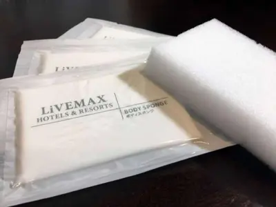 a pile of paper towels sitting on a table at Hotel LiVEMAX Ryogoku in Tokyo