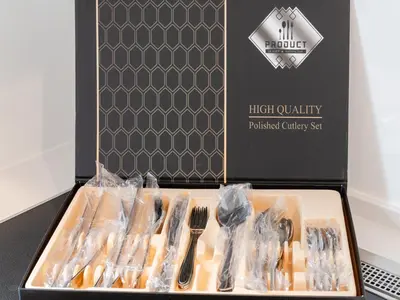 a box of utensils sitting on top of a table at Shibuya Sta 10min walk Kingbed VR Switch Wi-Fi in Tokyo