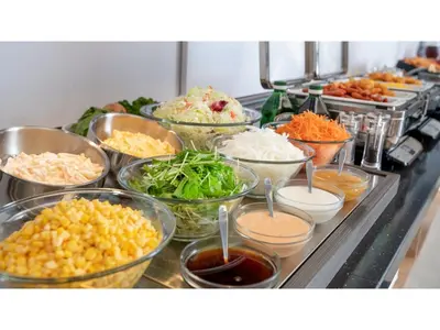 a buffet with many bowls of different types of food at Far East Village Hotel Tokyo Ariake - Vacation STAY 44125v in Tokyo