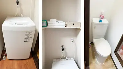 two pictures of a bathroom with a toilet and a sink at Espoir - Vacation STAY 42518v in Tokyo