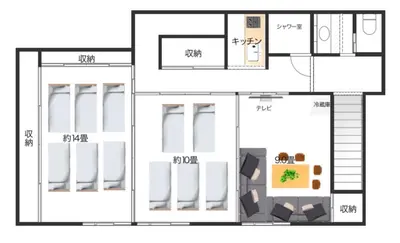 a floor plan of a house at Guest House BURan in Tokyo