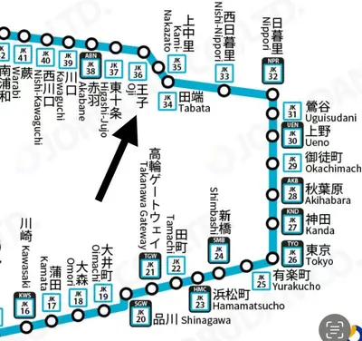 a map of the subway line in china at Tokyo Kita-ku B&B, 201, four stations with convenient transportation, 3 km from Chinatown Ikebukuro in Tokyo