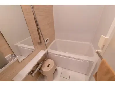 a small bathroom with a toilet and a shower at VOERE KAMEIDO - Vacation STAY 48867v in Tokyo