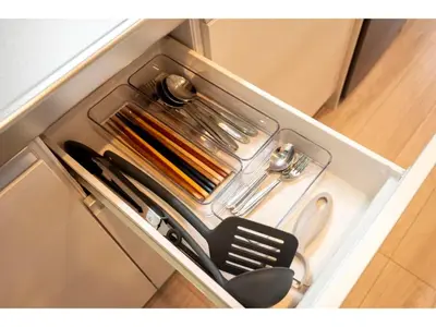 a drawer with some utensils in a kitchen at VOERE KAMEIDO - Vacation STAY 48867v in Tokyo
