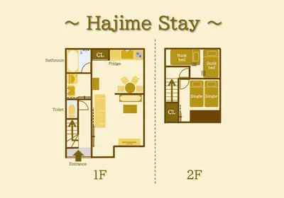 a floor plan of aahine stay at Hajime Stay in Tokyo