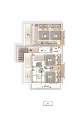 a floor plan of a bedroom apartment at Shibuya Area, 5-min to Shinjuku, 7-min to Sta, 4BR in Tokyo