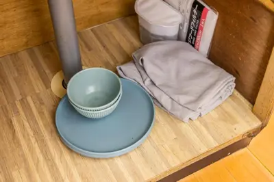 a blue bowl sitting on top of a table at Ikebukuro 8 min walk, Kanamecho 6 min walk, 25sqm room, 2 guests, Direct access to Shinjuku, Shibuya, Tokyo, Ueno, 3 single beds in Tokyo