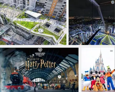 a collage of pictures of harry potter and attractions at \u5c0f\u718a\u306e\u5bb6 129Ta in Tokyo