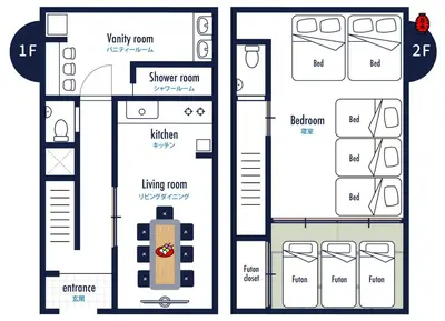 a floor plan of a house at \u4e80\u306e\u3084 \u99c5\u5f92\u6b697\u5206 \u7a7a\u6e2fDisney\u76f4\u901a SKAC\u3053\u3061\u4e80\u8a18\u5ff5\u9928 in Tokyo