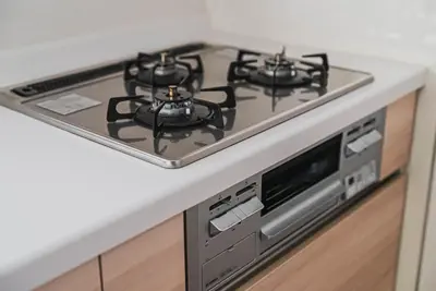 a stove top with two burners on top of it at 18min to Disney by Taxi Luxury Mattress 3BR 74 square meter in Tokyo