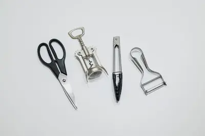 a group of scissors and a pair of tongs at 4K Cinema Duplex, 8 Guests, 4 min in Tokyo