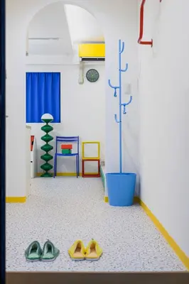 a room with three pairs of shoes on the floor at Pop playful accommodation for family, 4 people, 4 min in Tokyo