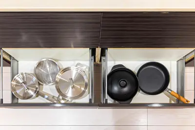 a group of pots and pans in a kitchen at Starry Stay House Shibuya I in Tokyo
