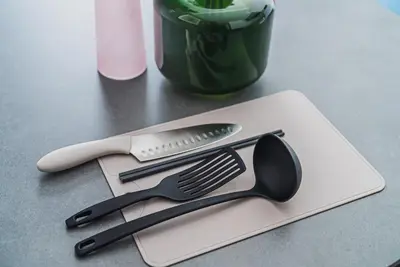 a cutting board with utensils on top of a table at 2 min by train to Shibuya New 3rd floor 19 square meters in Tokyo