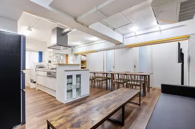 a kitchen and dining room with a table and chairs at G&R House Premium in Tokyo