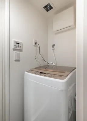a washer and dryer in a room with a wall at ef\u6c60\u888b301 in Tokyo