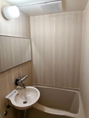 a bathroom with a sink and a bath tub at THE ONE kouennji in Tokyo
