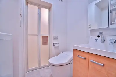 a bathroom with a toilet and a sink and a shower at Mjk 201 8min Inaricho 11min Ueno Max 3 in Tokyo
