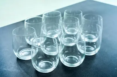 a group of clear glasses sitting on a table at WANOYADO Tokyo - Shinjuku & Shibuya 8min - 3BR 81m2House - 10ppl - Family Friendly in Tokyo