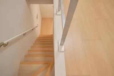 a staircase in a house with wooden floors at monthly akebonobashi in Tokyo