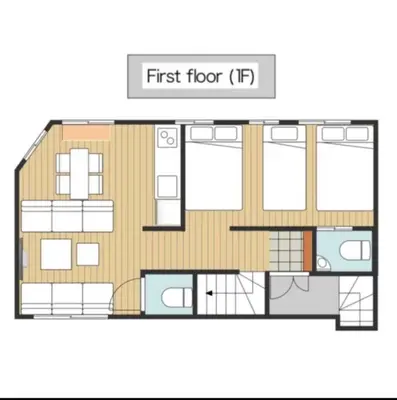 a plan of the first floor of a house at \u5225\u90b8Zen\u5c0f\u5ca9 Bettei Zen Koiwa in Tokyo
