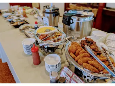 a buffet with appetizers and food on a table at Smile Hotel Tokyo Ayase Ekimae - Vacation STAY 62867v in Tokyo