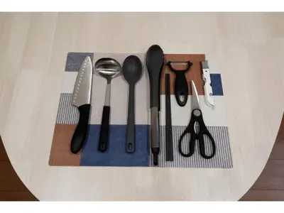 a group of kitchen utensils sitting on a table at LIFE TOWN SHINKOIWA - Vacation STAY 20473 in Tokyo