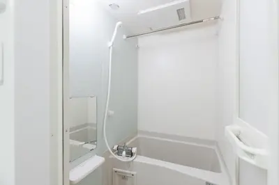 a bathroom with a shower and a sink at ViLLA SAKURA\u65d7\u306e\u53f0 II\u756a\u9928 in Tokyo