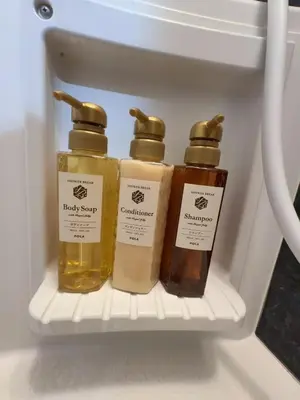 three bottles of essential oils in a refrigerator at \u79cb\u306e\u65c5\u9928 in Tokyo