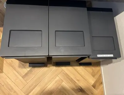 two boxes sitting on top of a wooden floor at GLANNIR Higashi kitazawa 402 in Tokyo