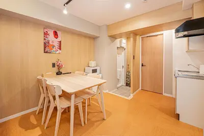 a kitchen and dining room with a table and chairs at Komorebi Asakusa 202 Cozy 6P Stay The 77 House Tokyo in Tokyo