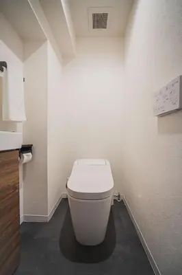 a bathroom with a white toilet in a room at ERIKO HOTEL Azabujuban in Tokyo