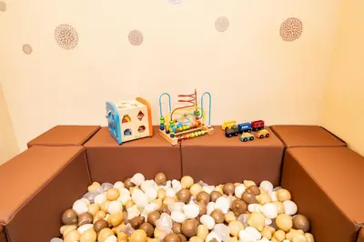 a pile of balls in a box with a toy at Ayame Inn, \u30a2\u30e4\u30e1\u30a4\u30f3, \u30b9\u30ab\u30a4\u30c4\u30ea\u30fc\u30a8\u30ea\u30a26\u5206, \u6d45\u8349\u307e\u306710\u5206, \u30ad\u30c3\u30ba\u30eb\u30fc\u30e0\u4ed8\u304d10\u540d\u69d8 in Tokyo