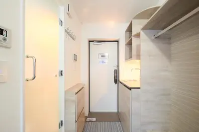 a small bathroom with a shower and a sink at monthly HJ PLACE TAKANAWA in Tokyo